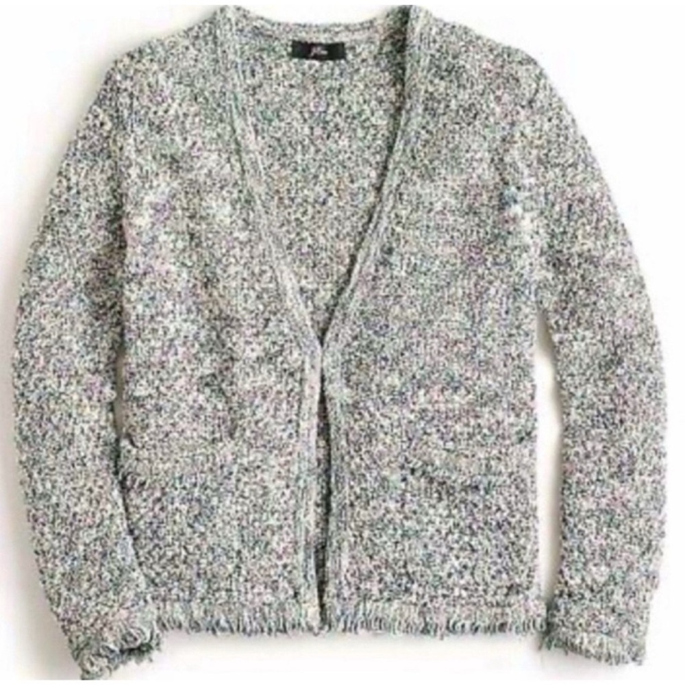 J. Crew Multicolor Fringe Knit Cardigan